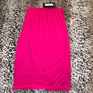 Hot Pink Basic Bandeau Bodycon Dress